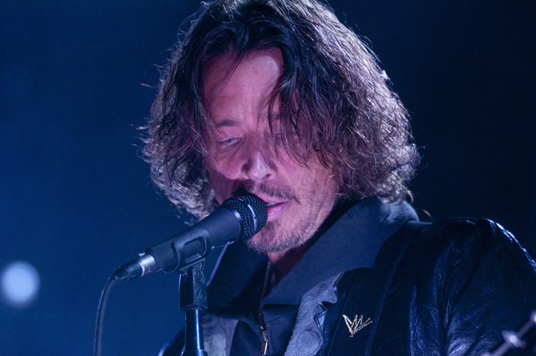 Soundgarden vocalist Chris Cornell performs during May Day at Klipsch Music Center, Saturday, May 11, 2013. Soundgarden performed in Indianapolis for the first time since 1996. Face type: Subdued rock.