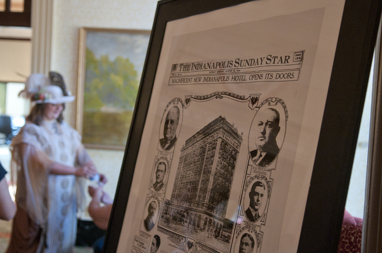 A copy of the Sunday edition of The Indianapolis Star announces the opening of the Omni Severin Hotel during the hotel\'s 100th anniversary party on Georgia Street, Friday, August 23, 2013.