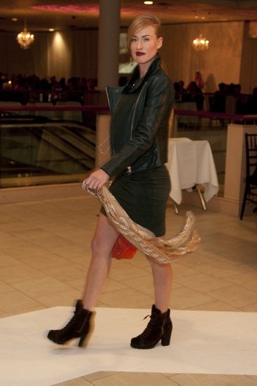 A model shows off the 2014 clothing line during the Key to the Cure Gala at Saks Fifth Avenue in Indianapolis, Friday, Oct. 11, 2013.