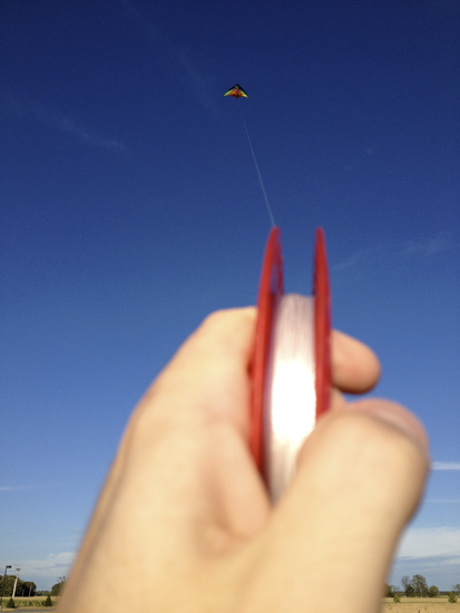 It was just me, the kite, the string, the consistent ~20mph wind, and the clear blue sky.