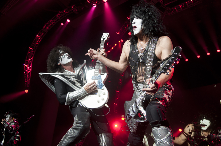 Tommy Thayer and Paul Stanley of KISS perform at Klipsch Music Center, Friday, Aug. 22, 2014.