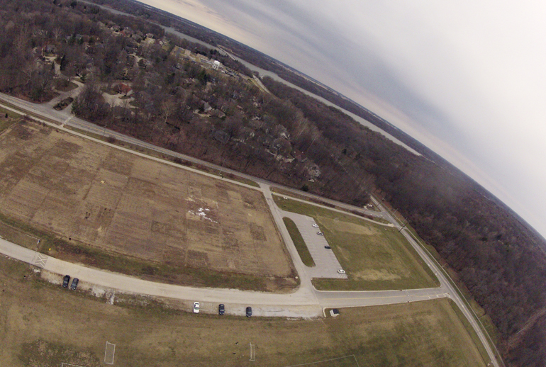 Soccer fields between Eagle Creek Reservoir and Indiana Farm Bureau Football Center, Indianapolis, Sunday, March 29, 2015.