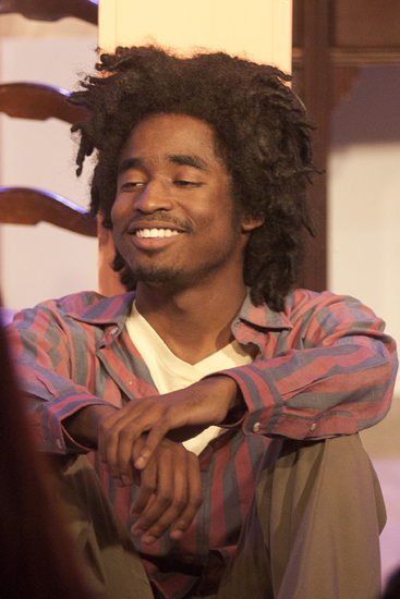 Eli Curry (Anthony) smiles during playwright Lauren Gunderson\'s \